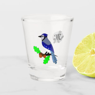 Pretty Blue Jay Bird Shot Glass