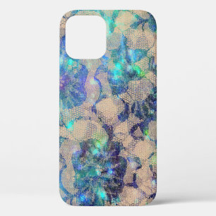 Pretty Blue Lace Roses iPhone 12 Pro Case