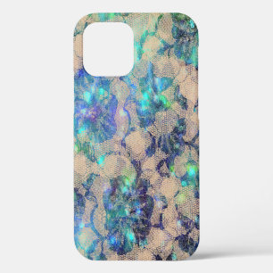 Pretty Blue Lace Roses iPhone 12 Pro Case