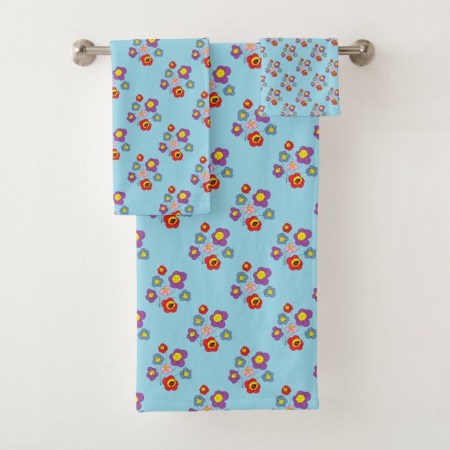 Pretty Blue Ladybug and Flowers Pattern (En situation)