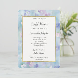 Pretty Blue Lavender Purple Flowers Bridal Shower Invitation