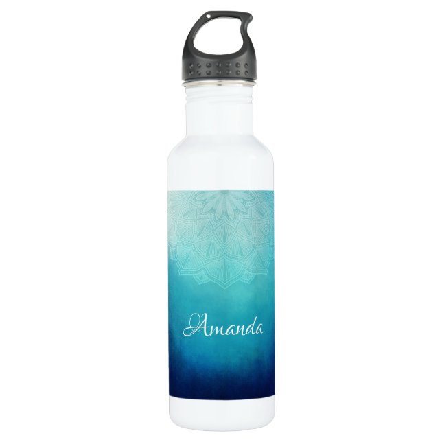Pretty Blue Mandala Abstract 710 Ml Water Bottle (Front)