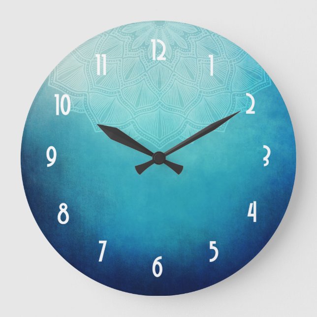 Pretty Blue Mandala Abstract Large Clock (Front)