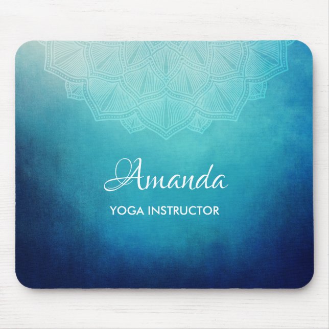 Pretty Blue Mandala Abstract Mouse Pad (Front)