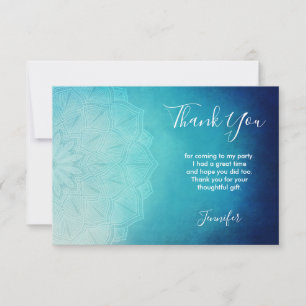 Pretty Blue Mandala Abstract Thank You Card