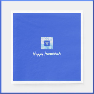 Pretty Blue Menorah Hanukkah Napkin