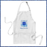 Pretty Blue Menorah Hanukkah Standard Apron<br><div class="desc">Lovely menorah graphic with "HAPPY HANUKKAH" in script lettering. Pretty in any kitchen!</div>