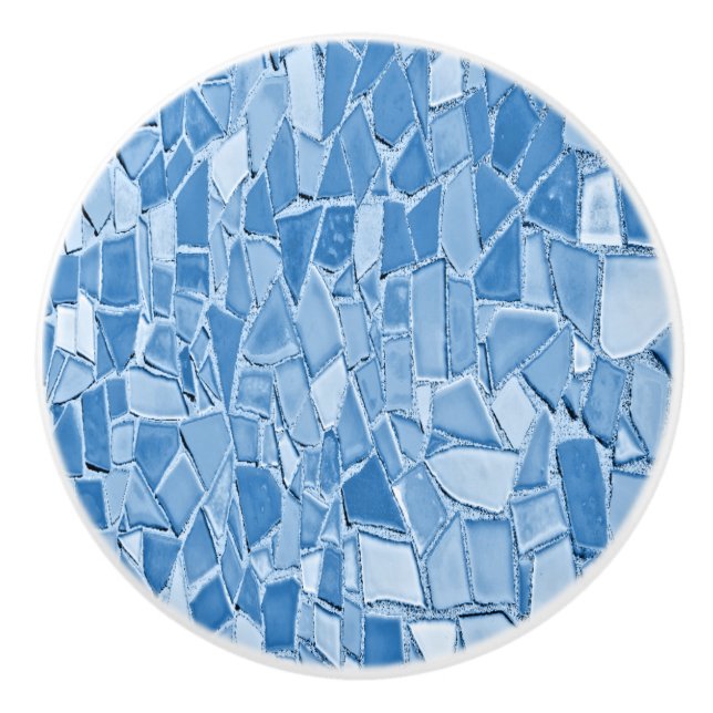 Pretty Blue Mosaic Door or Drawer Knob (Front)