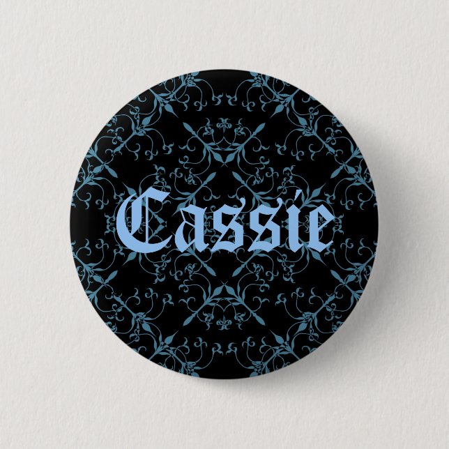 Pretty blue name 2 inch round button (Front)