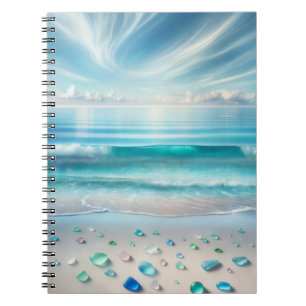 Pretty Blue Ocean Waves and Sea Glass  Notebook
