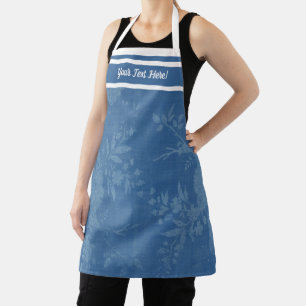 Pretty Blue on Blue Floral Pattern Apron