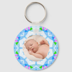 Pretty Blue Pastels Custom Photo Grandparents Day Keychain