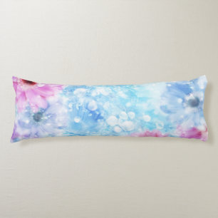 Pretty Blue & Pink Abstract Floral Body Pillow