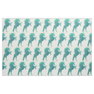 Pretty Blue Polka Dot Unicorn Fabric