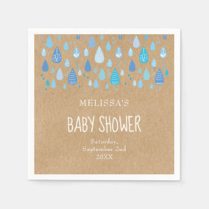 Pretty Blue Raindrops Baby Shower / Sprinkle Boho Napkin