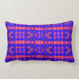 pretty blue red fractal pattern lumbar pillow