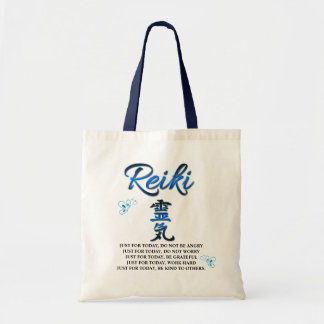 Pretty Blue Reiki Principles Tote Bag
