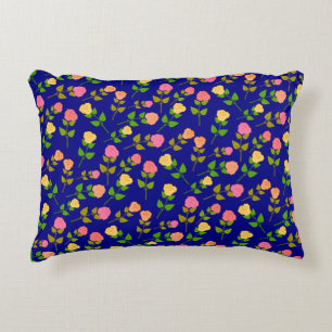Pretty Blue Rose Pattern Accent Pillow