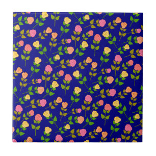 Pretty Blue Rose Pattern Tile