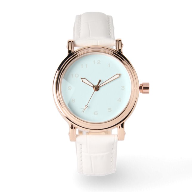 Pretty Blue Rosegold eWatch Watch Leather Band (Front)