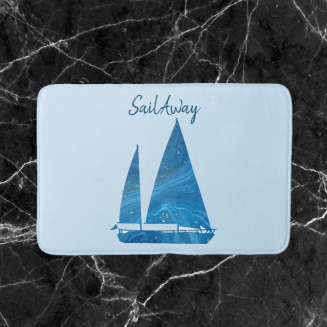 Pretty Blue Sailboat  Bath Mat (Creator Uploaded)