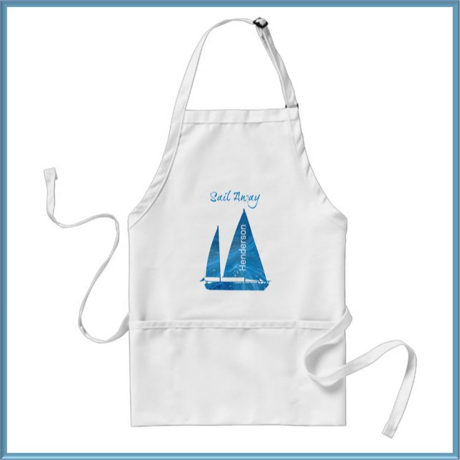 Pretty Blue Sailboat Nautical Standard Apron (Creator Uploaded)