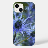 Pretty Blue Sea Holly Thistle Monogram
