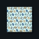 Pretty Blue Shell Starfish Sea Pattern Canvas Print<br><div class="desc">This pretty, blue and cream seashell and starfish pattern conjures up images of the beach and summer. There are five varieties of shells in the design and one starfish. Perfect for nautical / beach / ocean / coastal theme decor. The light blue background colour can be customized to whatever you'd...</div>