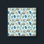 Pretty Blue Shell Starfish Sea Pattern Canvas Print<br><div class="desc">This pretty, blue and cream seashell and starfish pattern conjures up images of the beach and summer. There are five varieties of shells in the design and one starfish. Perfect for nautical / beach / ocean / coastal theme decor. The light blue background colour can be customized to whatever you'd...</div>