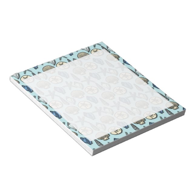 Pretty Blue Shell Starfish Sea Pattern Notepad (Angled)