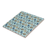 Pretty Blue Shell Starfish Sea Pattern Tile<br><div class="desc">This pretty, blue and cream seashell and starfish pattern conjures up images of the beach and summer. There are five varieties of shells in the design and one starfish. Perfect for nautical / beach / ocean / coastal theme decor. The light blue background colour can be customized to whatever you'd...</div>