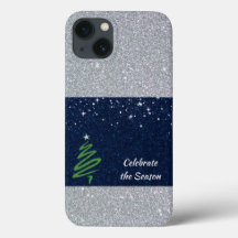 Pretty Blue Silver Glitter Holiday Celebration