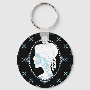 Pretty Blue Skull Cameo Keychain