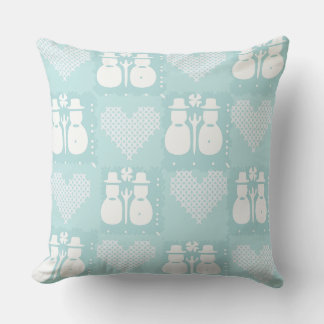 Pretty Blue Snowman  Throw Pillow