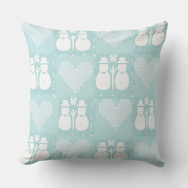 Pretty Blue Snowman  Throw Pillow (Front)