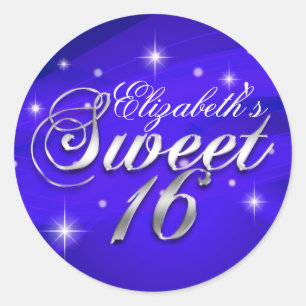 Pretty Blue Sparkle Sweet Sixteen Sticker