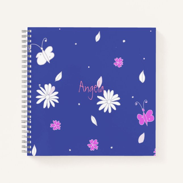 Pretty Blue Summer 2 Square Notebook Customizable (Front)