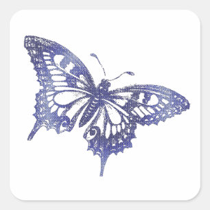 Pretty Blue Swallowtail Butterfly Mosaic Square Sticker