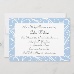 Pretty Blue Swirls Baby Shower Invitation