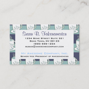 Pretty Blue Teacups Print Business Card