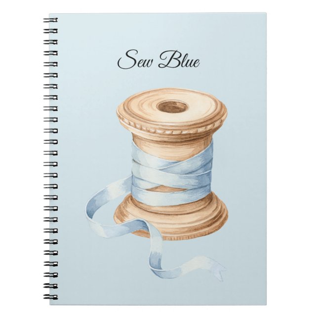 Pretty Blue Thread Sewing Notebook (Front)