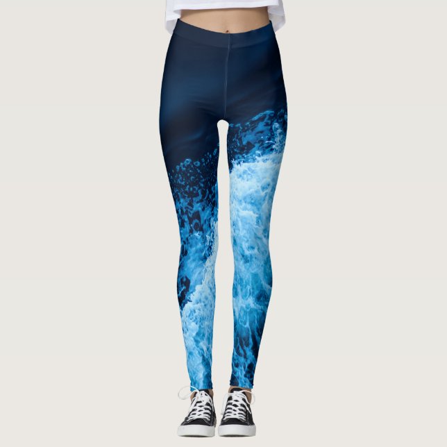 Pretty Blue Waves Leggings (Front)