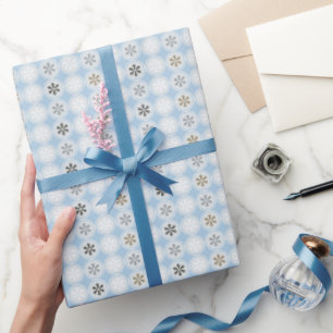 Pretty blue white Christmas snowflakes gift wrap