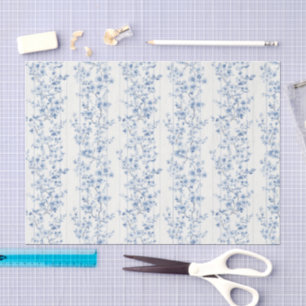 Pretty Blue White Floral Bridal Shower  Tissue Paper