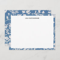 Pretty Blue White Floral Pattern Correspondence