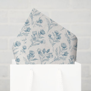 Pretty Blue White Floral Wedding Tissue Paper