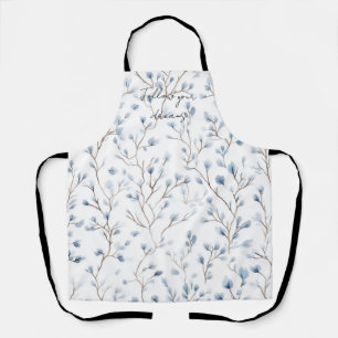 Pretty Blue White Flowers   Apron