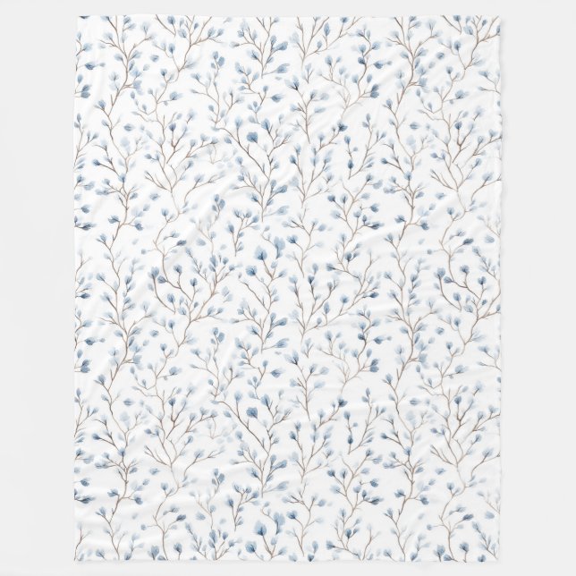 Pretty Blue White Flowers   Fleece Blanket (Front)