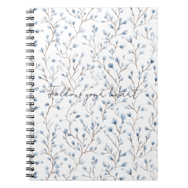 Pretty Blue White Flowers Notebook (Front)