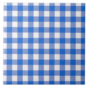 Pretty Blue White Gingham Design Tile